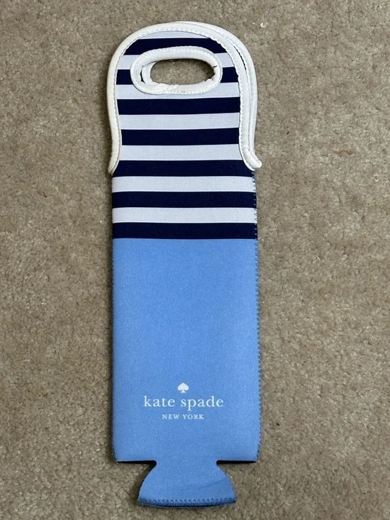 kate spade Light Blue and Navy Striped Neoprene Bottle Tote - Picture 6 of 9